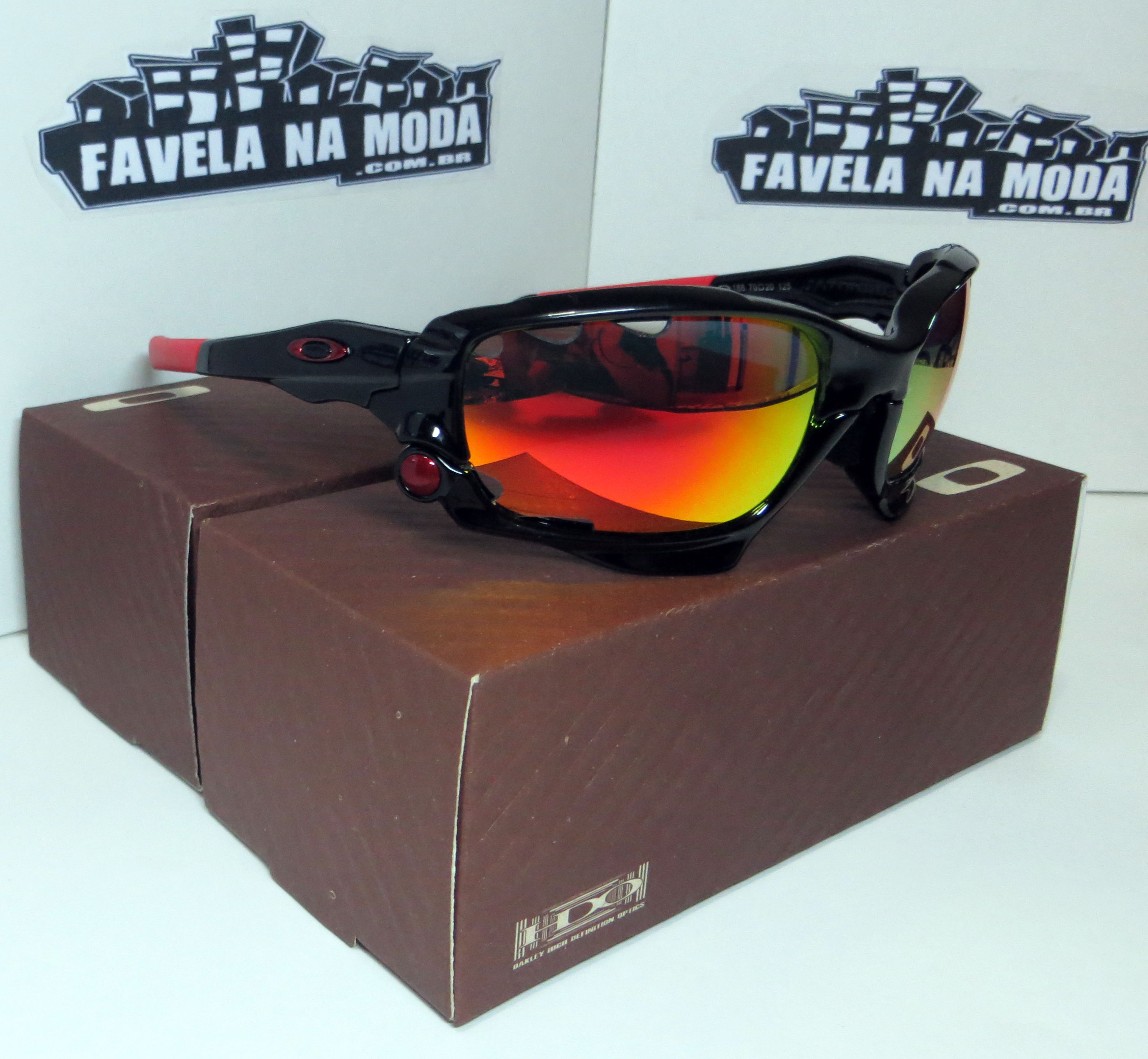Óculos Oakley Jawbone - Preto / Vermelho - Favela na Moda Imports